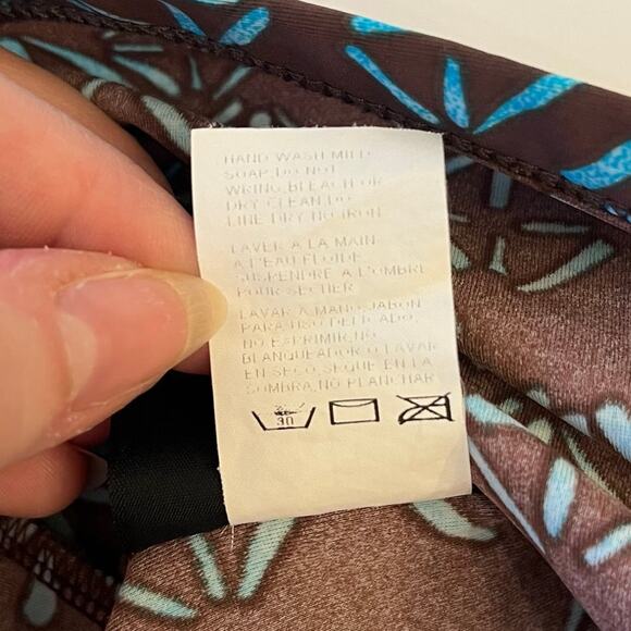 Athleta Halter Tankini Swim Skirt Two-Piece Set M/L Brown Teal Full Coverage - Picture 14 of 14